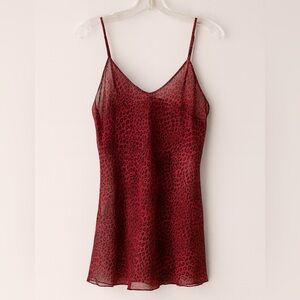 Vintage Inner Most Red Leopard Print Sheer Slip Dress Nightgown XL